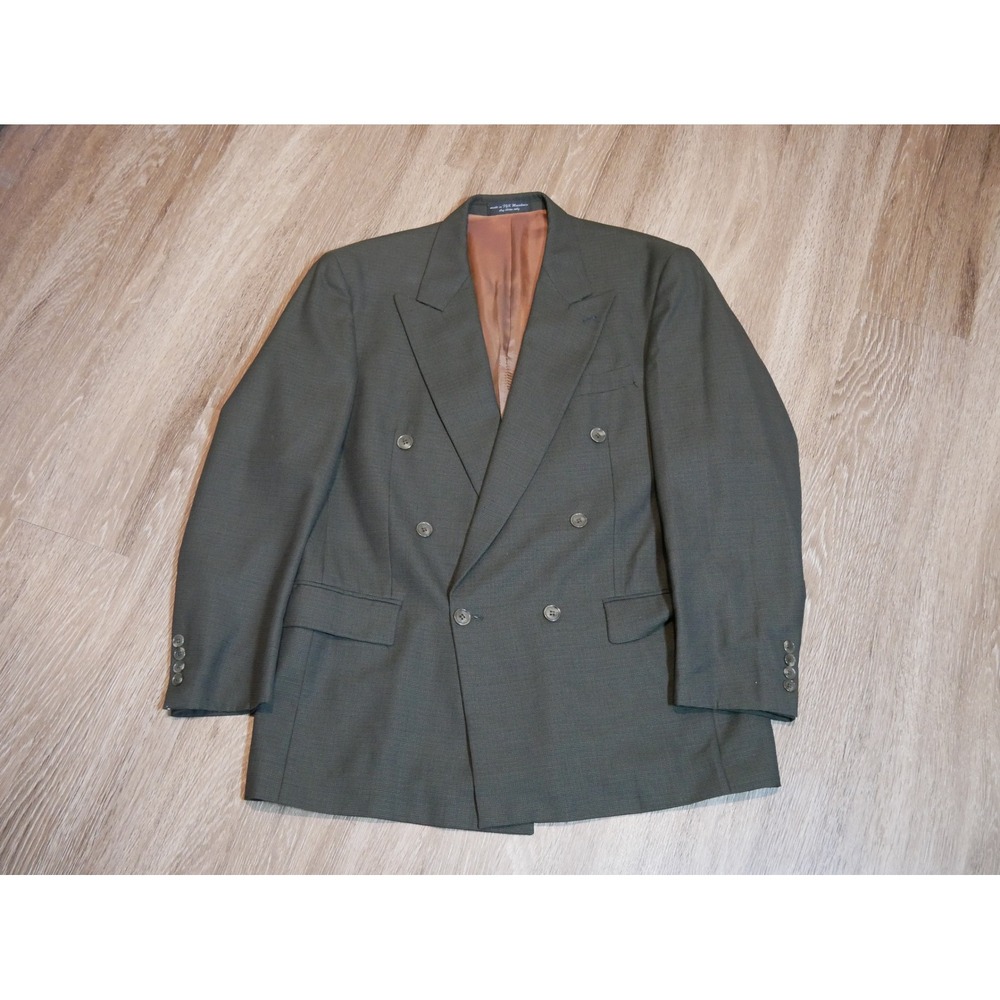 Gianfranco Ruffini Italy Mens 41R Double Breasted Wool Blazer Olive Green‎ Taupe